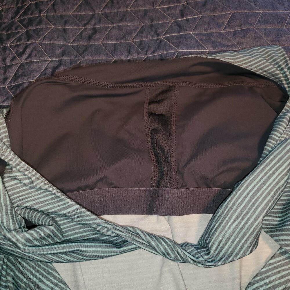 prAna Skypath Dress M Teal Gray Stripe Built In Bra Midi Active Outdooor - Picture 6 of 10